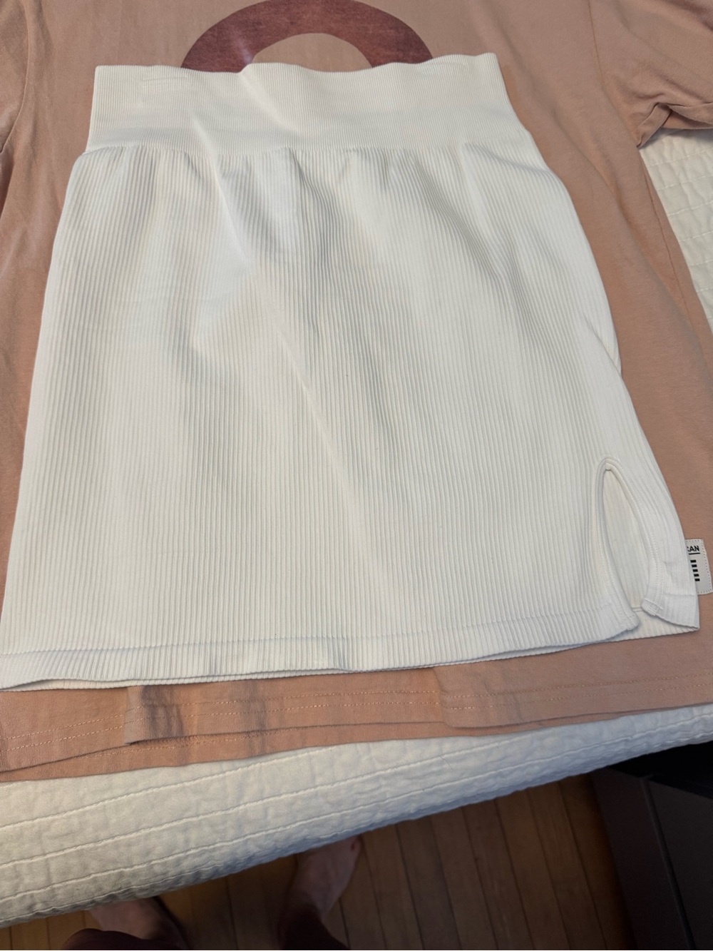 White Ribbed Knit Mini Skirt